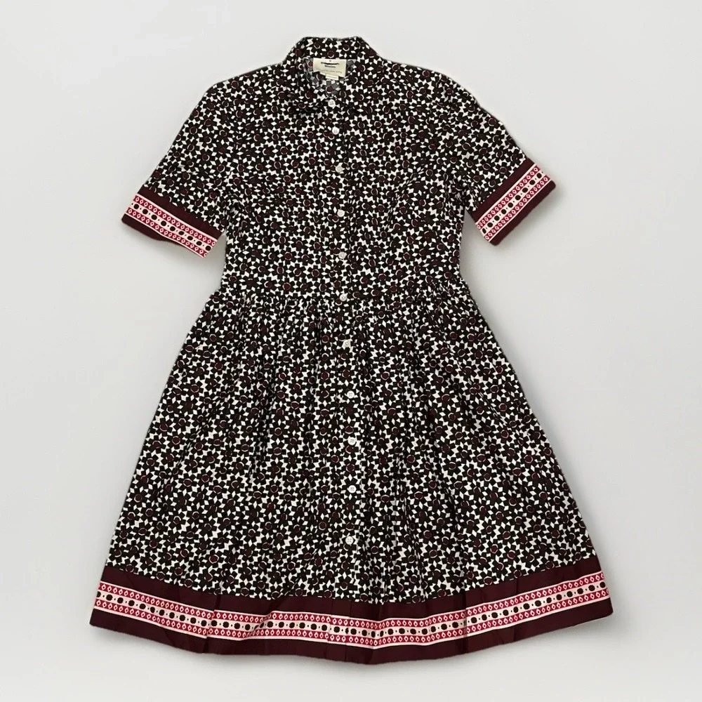 Kate Spade Size 6 Tile Shirt Dress  Fit & Flare ‎ Pockets Cotton Poplin Stretch